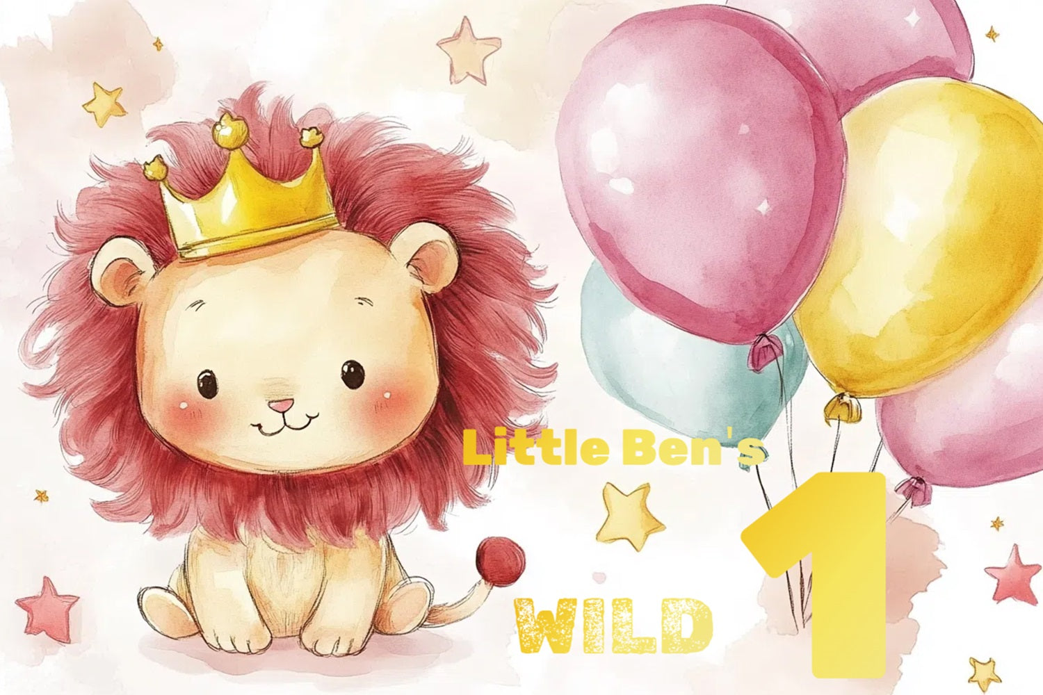 First Birthday Backdrop Little Lion Balloons Custom Backdrop UK CSH4-56
