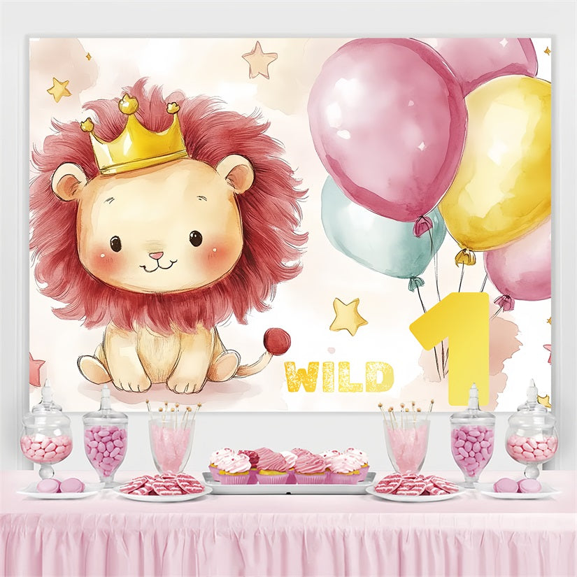 First Birthday Backdrop Little Lion Balloons Custom Backdrop UK CSH4-56