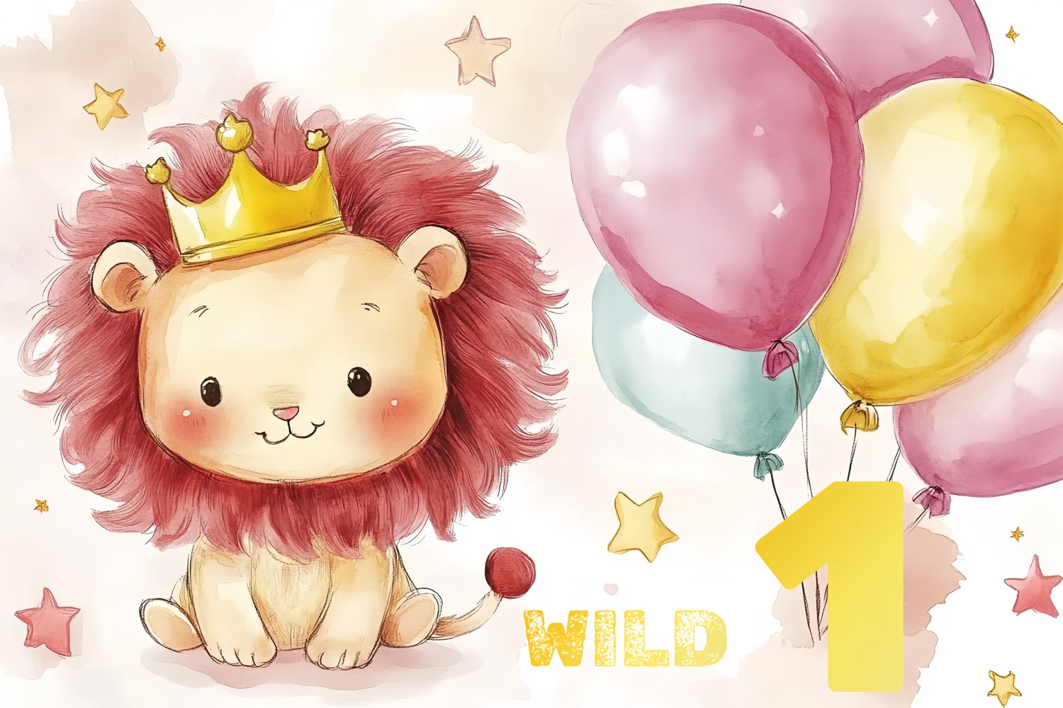 First Birthday Backdrop Little Lion Balloons Custom Backdrop UK CSH4-56