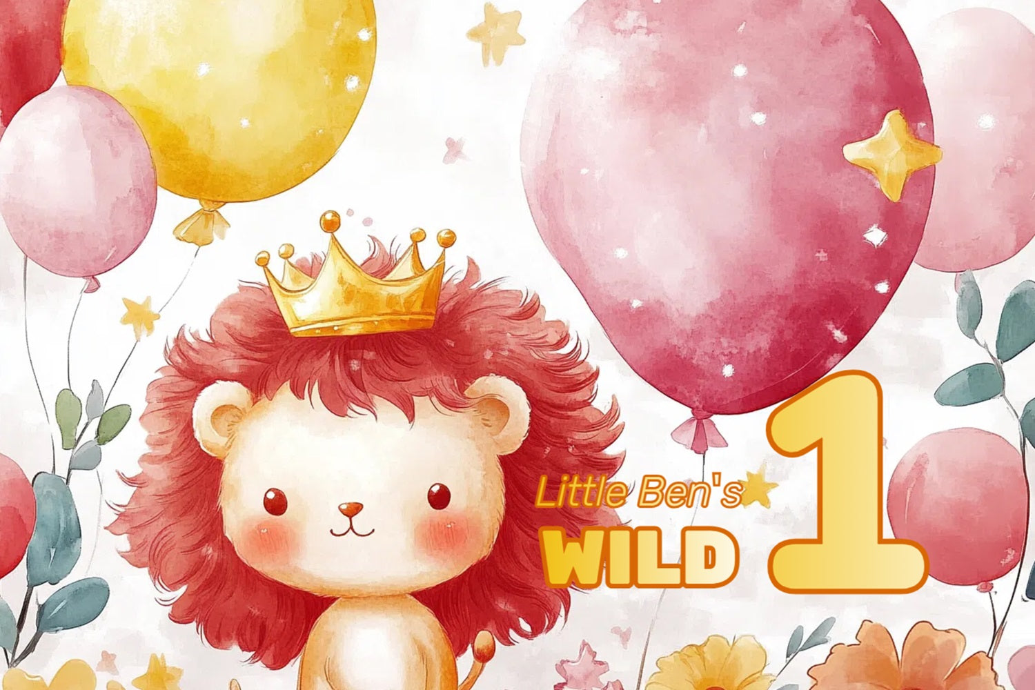1st Birthday Backdrop Wild One Crown Lion Customized Backdrop UK CSH4-57