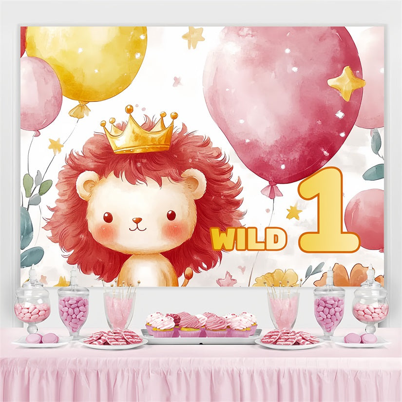 1st Birthday Backdrop Wild One Crown Lion Customized Backdrop UK CSH4-57