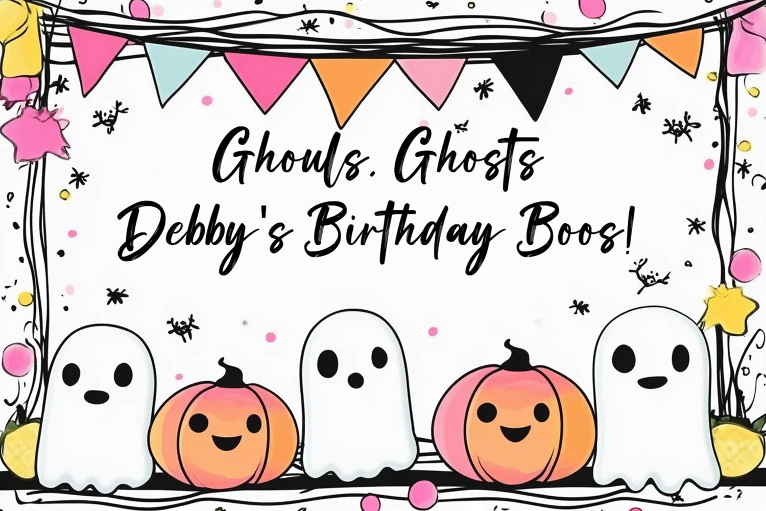 Birthday Party Backdrop Pumpkin Ghost Personalized Backdrop UK CSH4-59