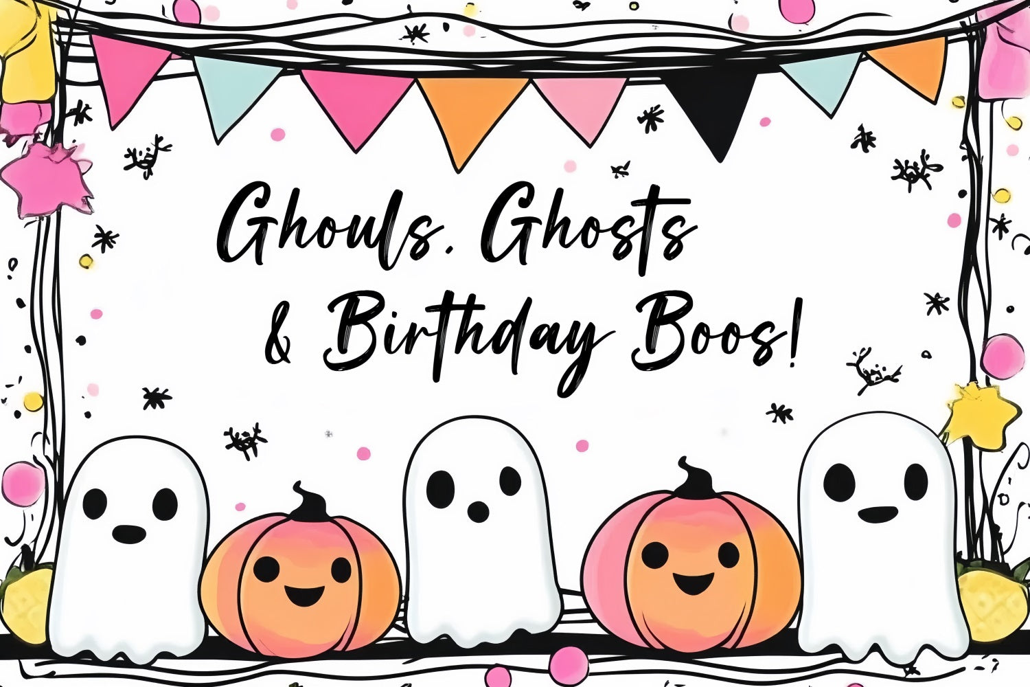 Birthday Party Backdrop Pumpkin Ghost Personalized Backdrop UK CSH4-59