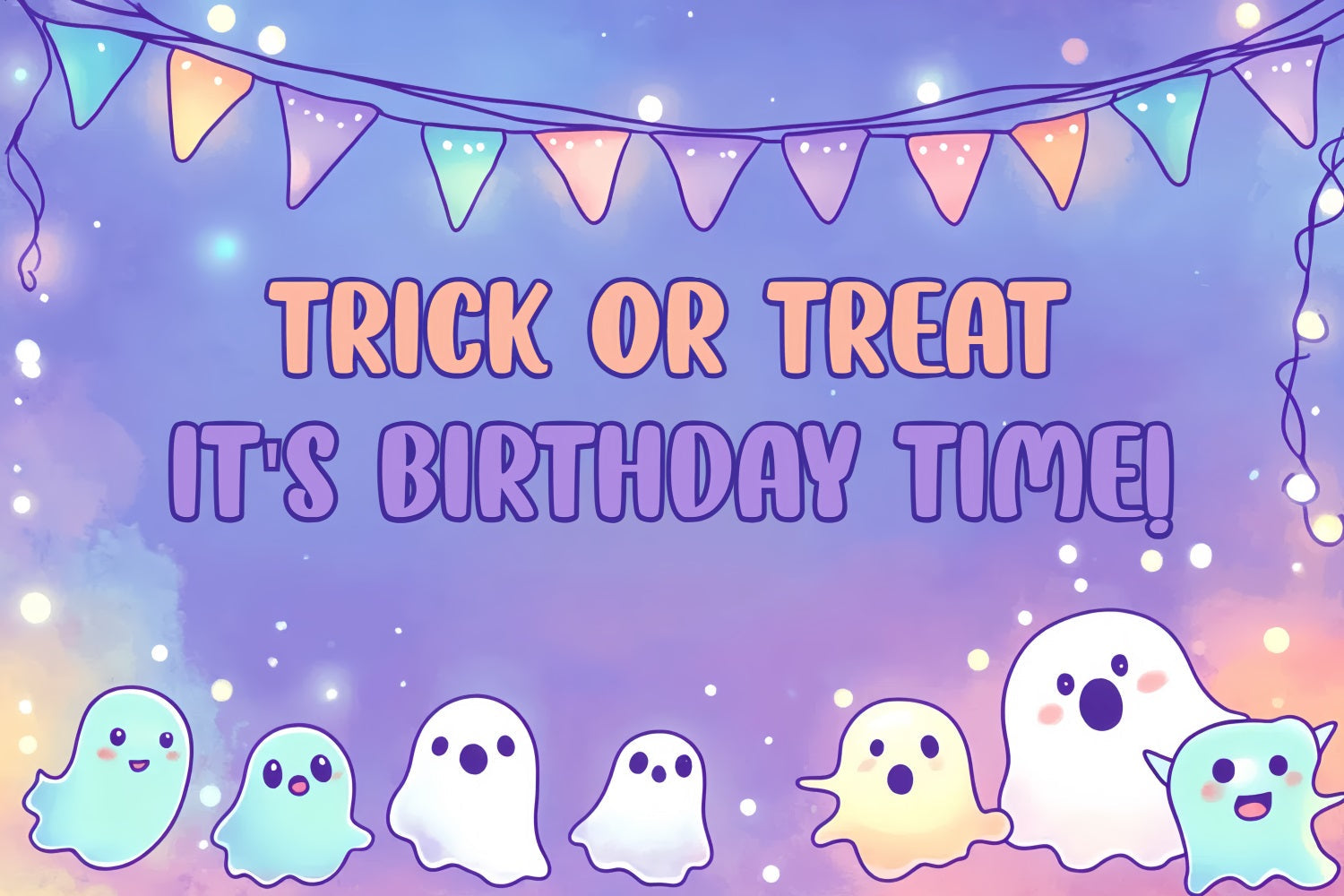 Halloween Birthday Backdrop Trick Or Treat Ghost Custom Backdrop UK CSH4-60