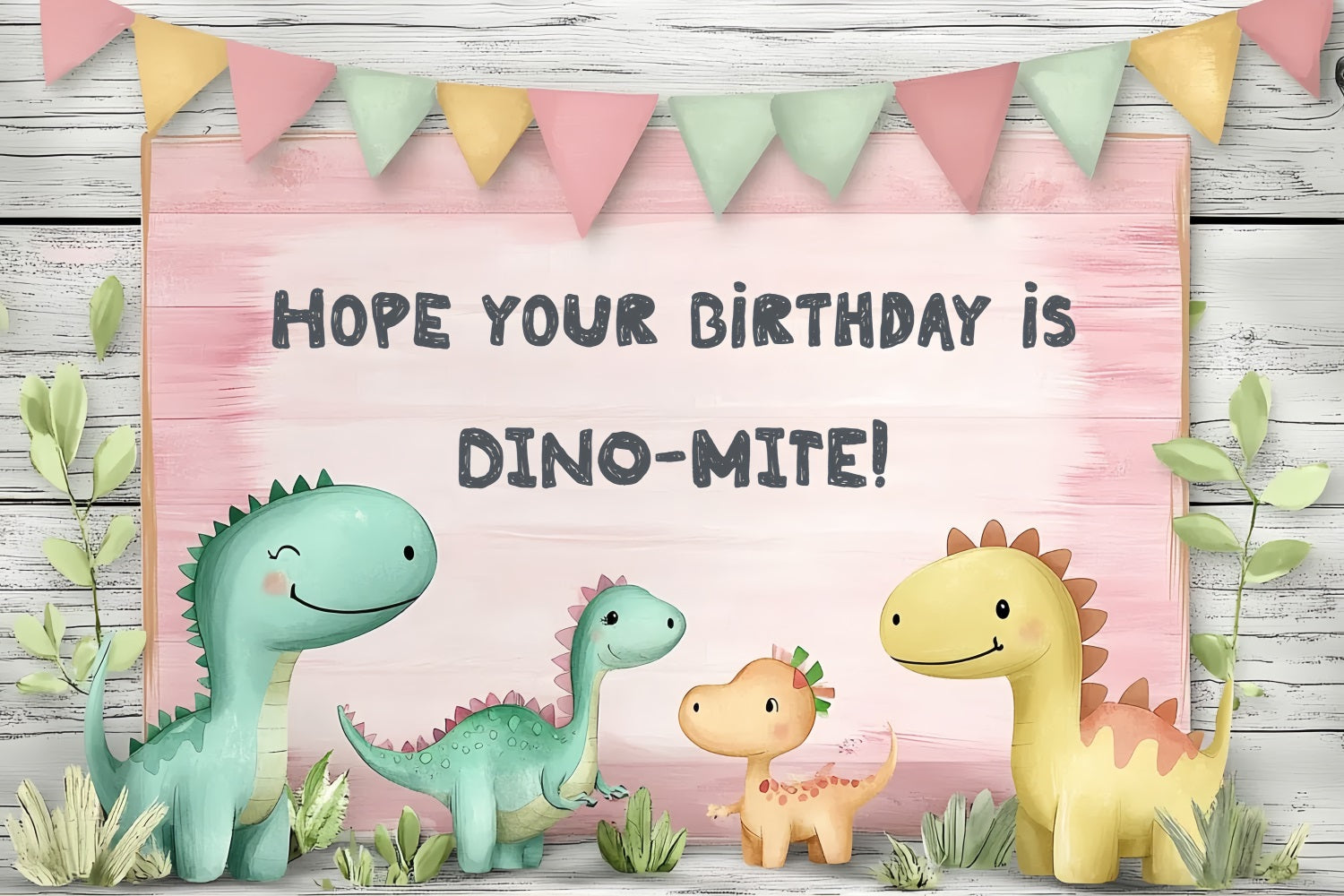 Custom Birthday Backdrops Cute Dinosaur Friends Backdrop UK CSH4-61