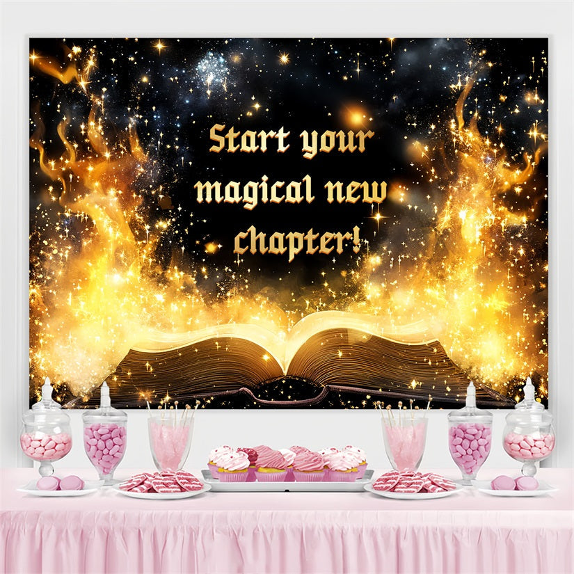 Customized Backdrop For Birthday Magical Book Glow Backdrop UK CSH4-62