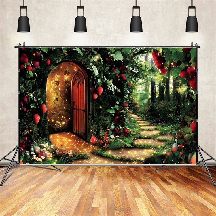 Forest Backdrop Photography Glowing Path Door Backdrop UK CSH4-74