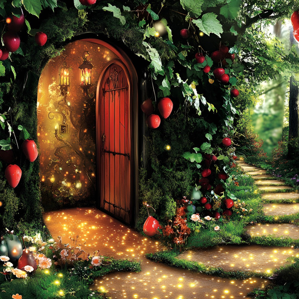 Forest Backdrop Photography Glowing Path Door Backdrop UK CSH4-74