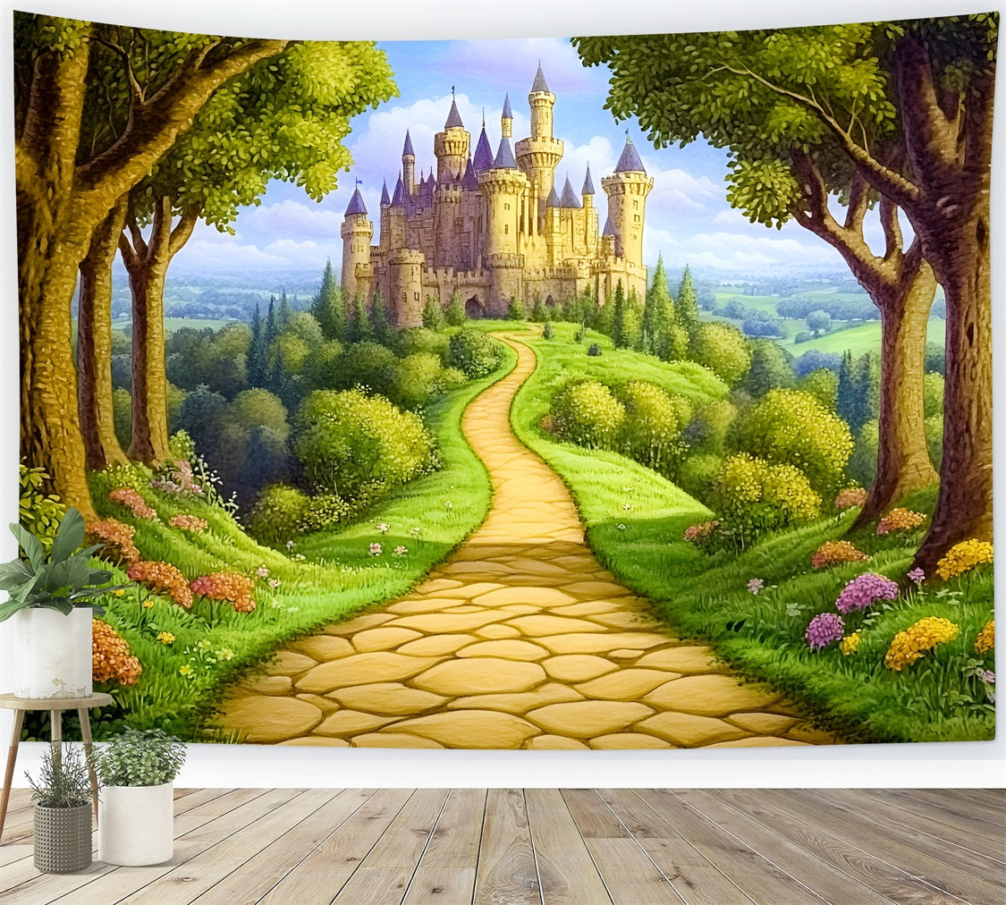 Fairy Tale Forest Backdrop Castle Path Backdrop UK CSH4-77