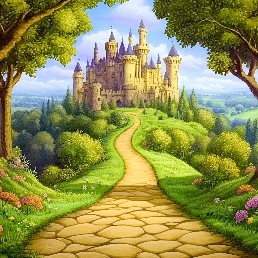 Fairy Tale Forest Backdrop Castle Path Backdrop UK CSH4-77