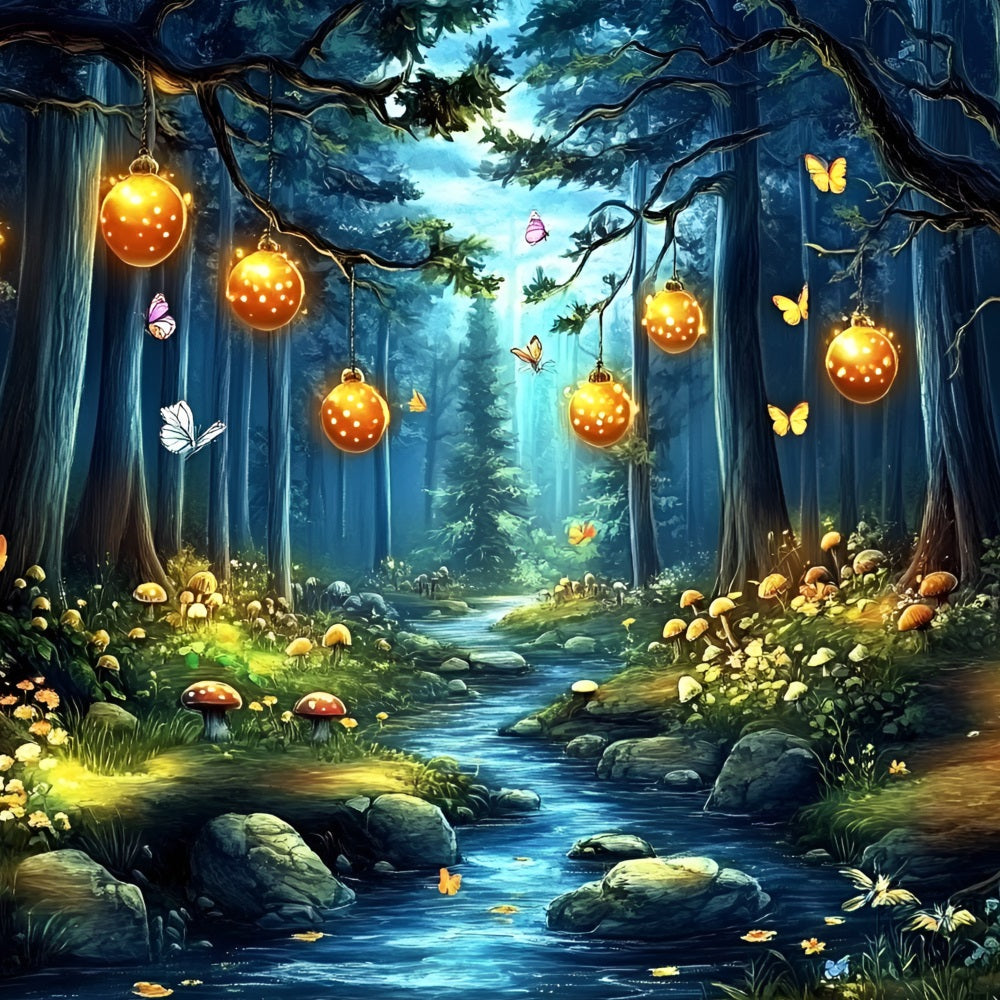 Enchanted Forest Backdrop Ideas Glowing Lantern Stream Backdrop UK CSH4-80