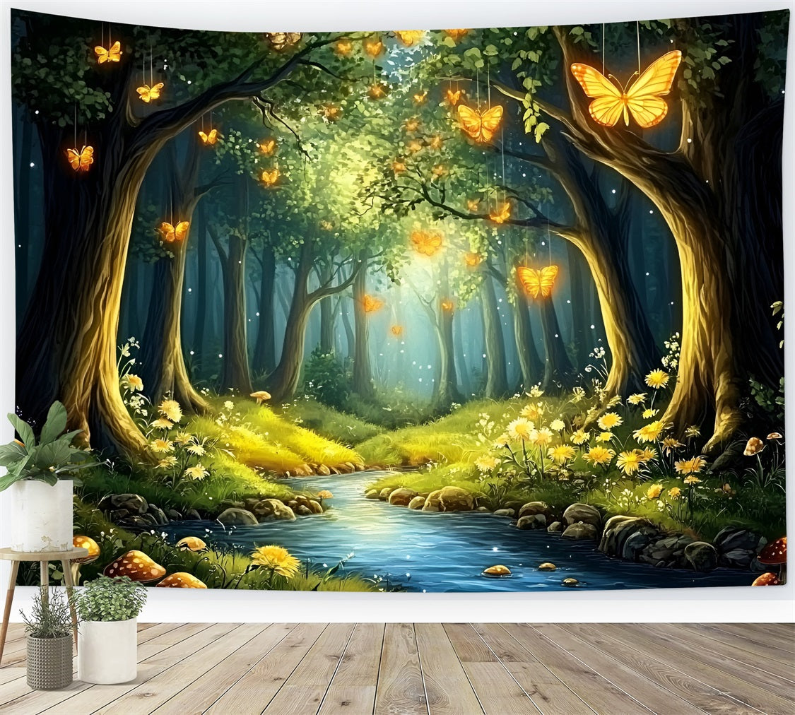 Forest Backdrops For Photography Golden Butterflies Morning Backdrop UK CSH4-81
