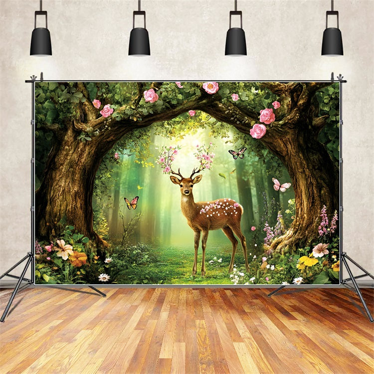 Lawn Fawn Forest Backdrop Deer Blossoms Butterflies Backdrop UK CSH4-82