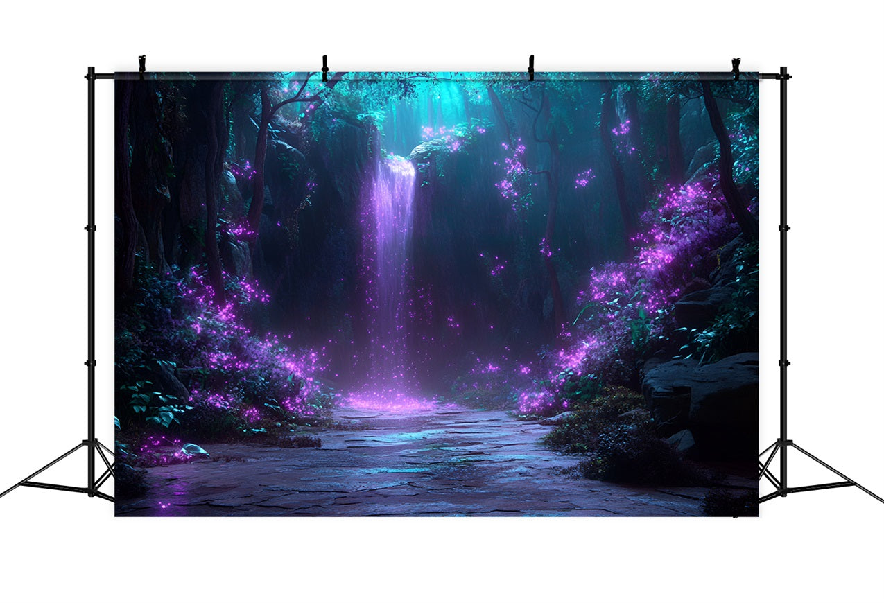 Forest Photo Backdrops Purple Glow Waterfall Backdrop UK CSH4-84