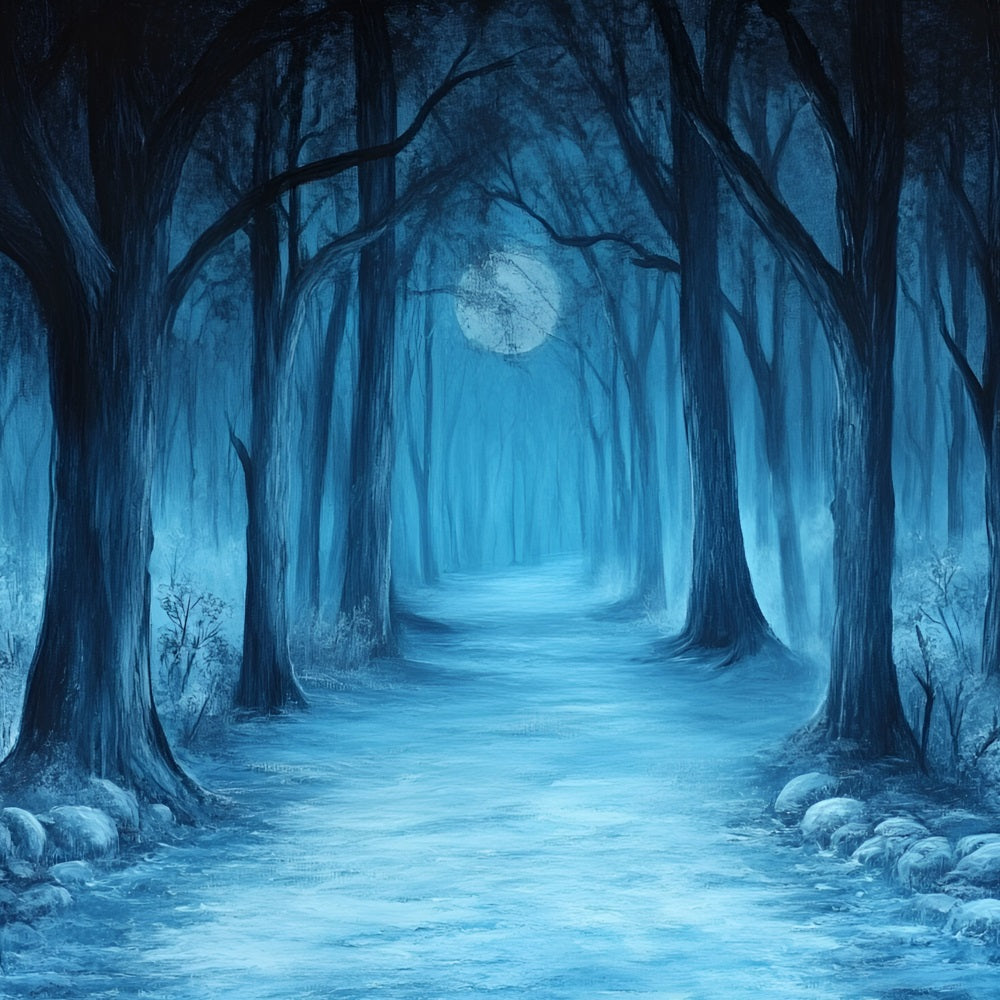 Woodland Backdrops Midnight Moonlit Forest Trail Backdrop UK CSH4-88