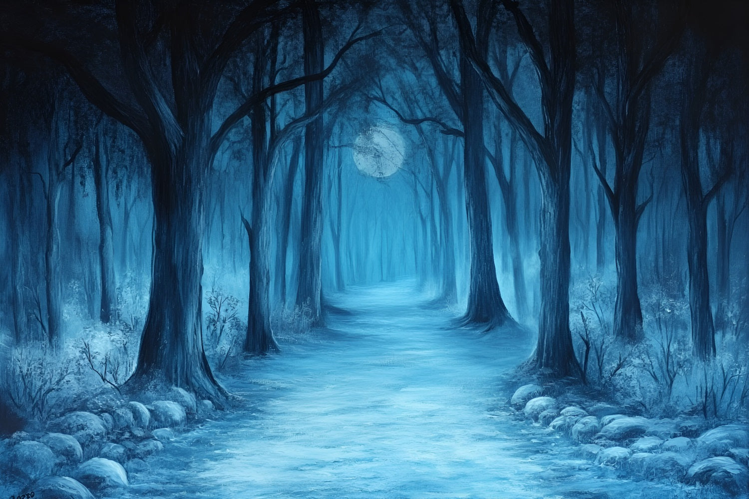 Woodland Backdrops Midnight Moonlit Forest Trail Backdrop UK CSH4-88