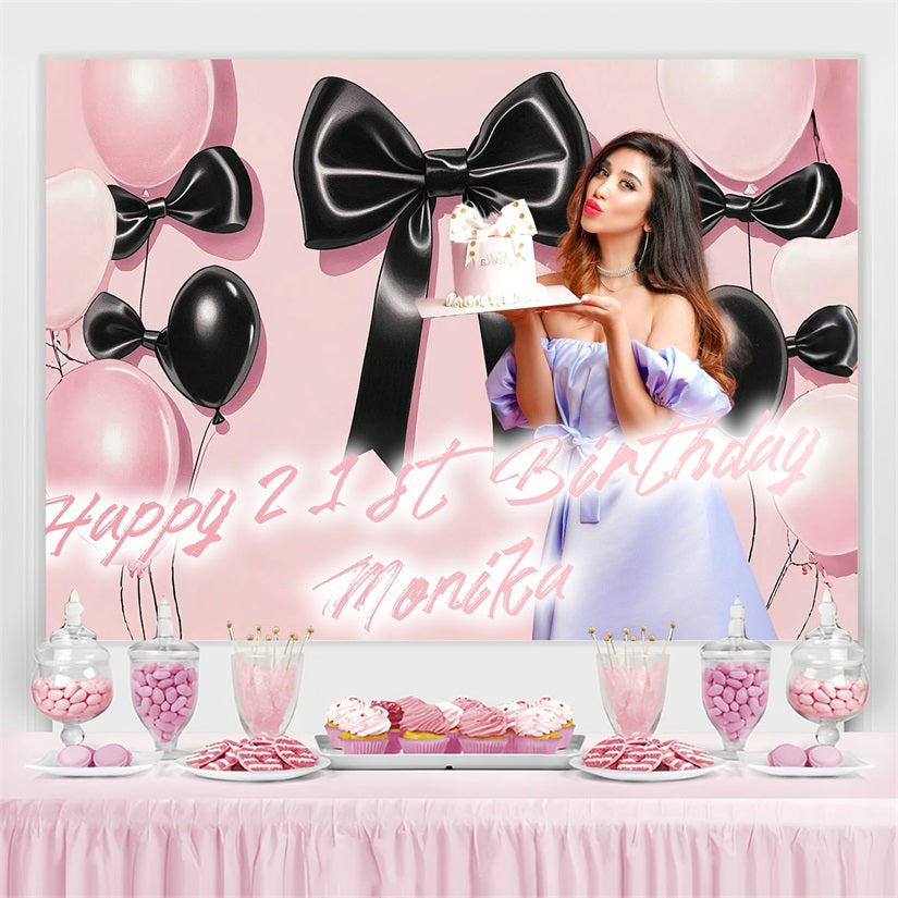 Personalised 21St Birthday Backdrop Ribbon Balloons Backdrop UK CSH4-9