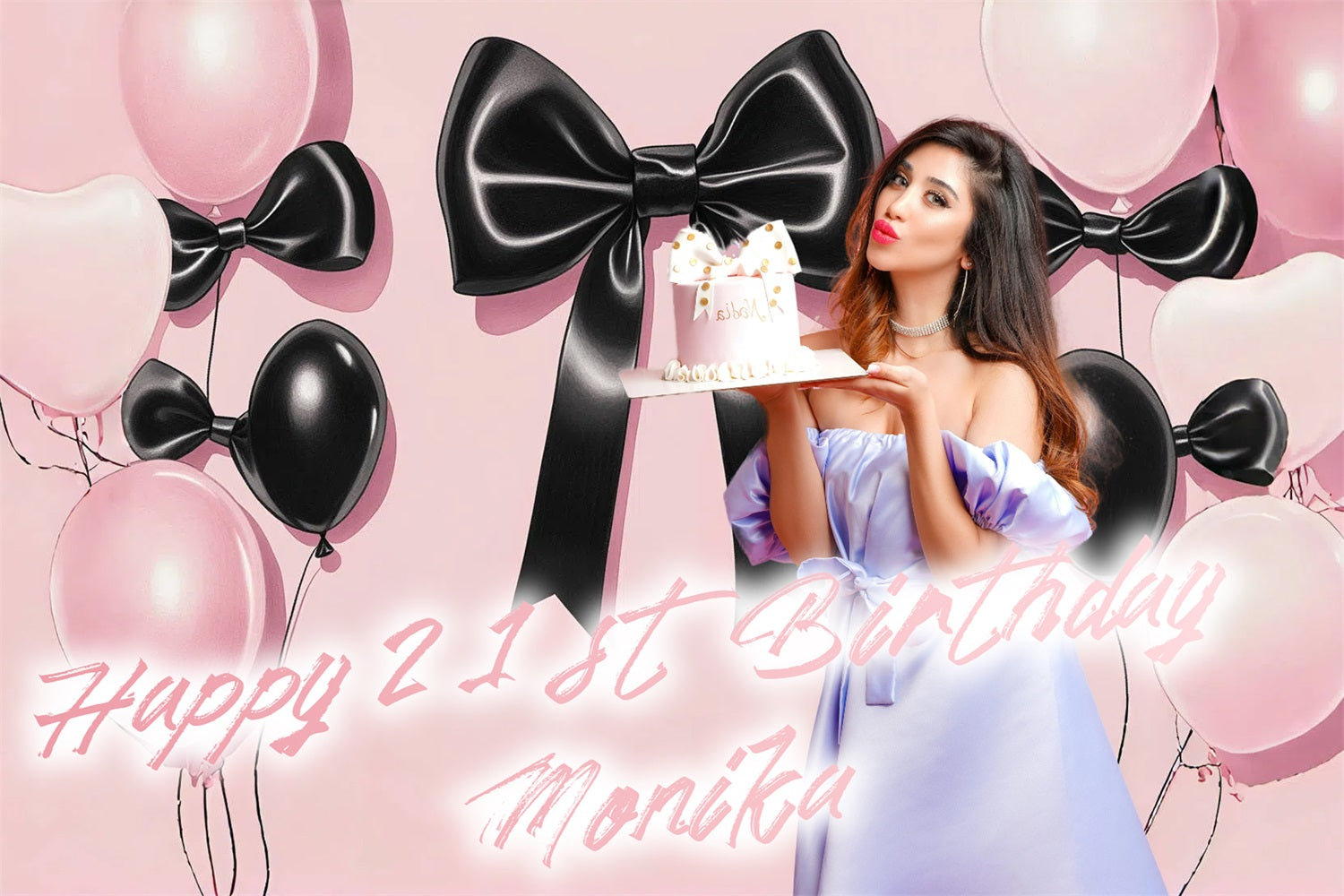 Personalised 21St Birthday Backdrop Ribbon Balloons Backdrop UK CSH4-9