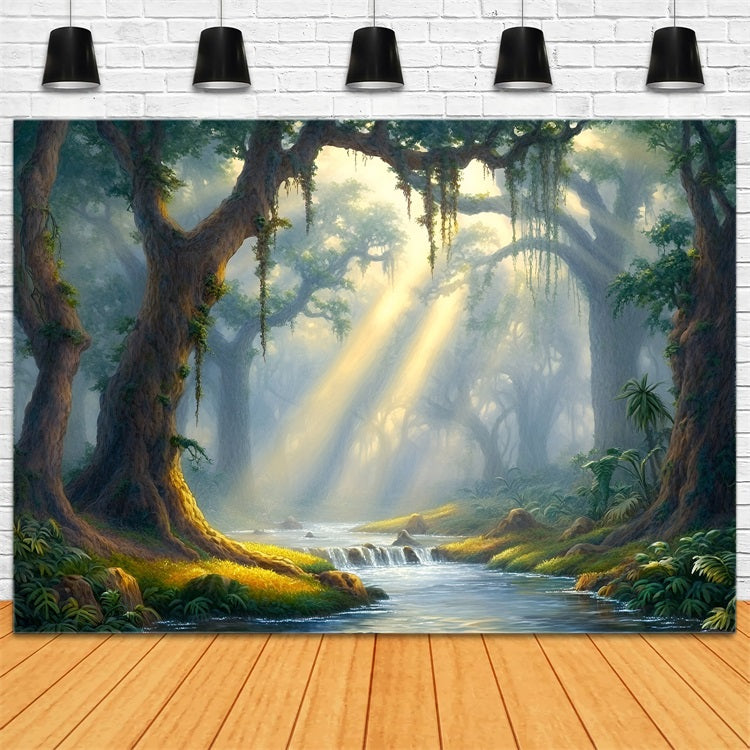 Forest Photo Backdrop River Glowing Light Backdrop UK CSH4-92