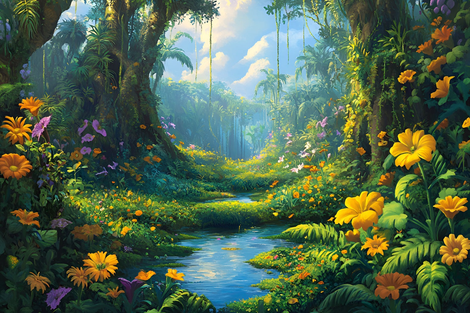 Jungle Backdrops Floral Forest Bright Sky Backdrop UK CSH4-94