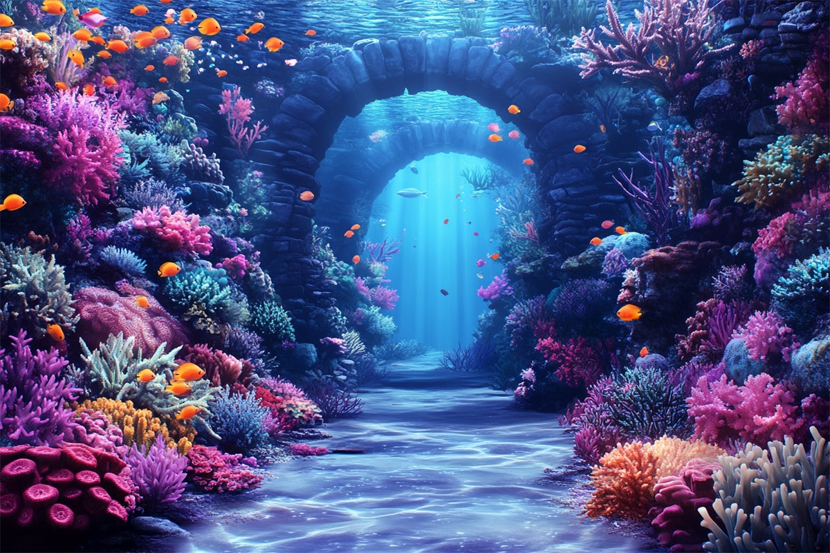 Underwater Backdrop Aquatic Arches Coral Summer Backdrop UK CSH5-100