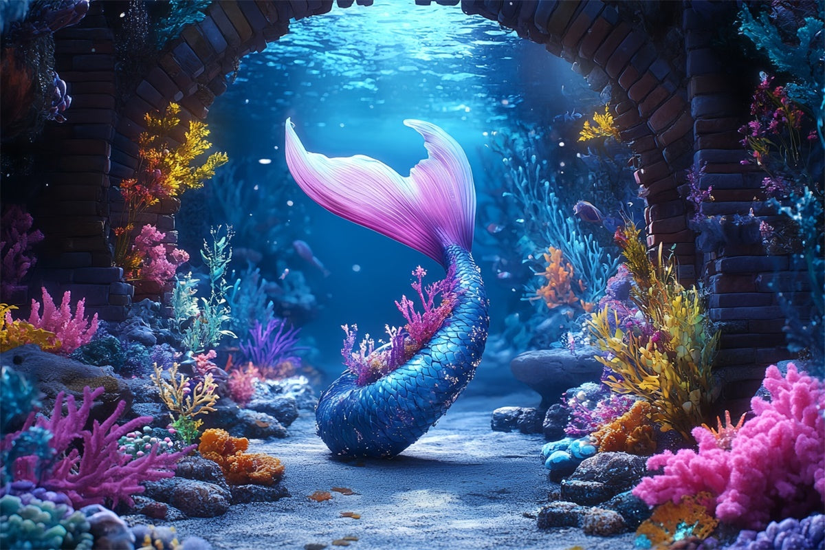 Summer Photo Backdrop Mermaid Arches Fantasy Backdrop UK CSH5-101