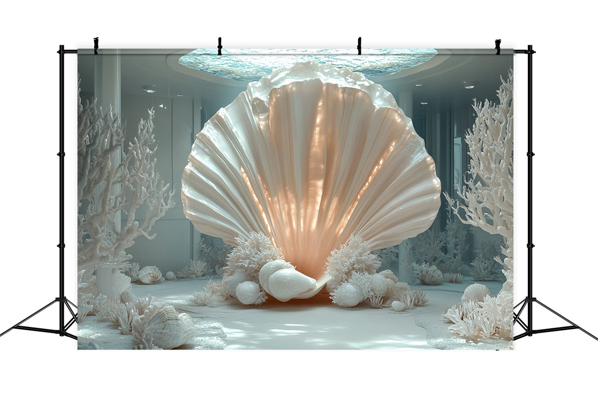 Summer Backdrops Ivory Shell Dreams Coral Backdrop UK CSH5-107