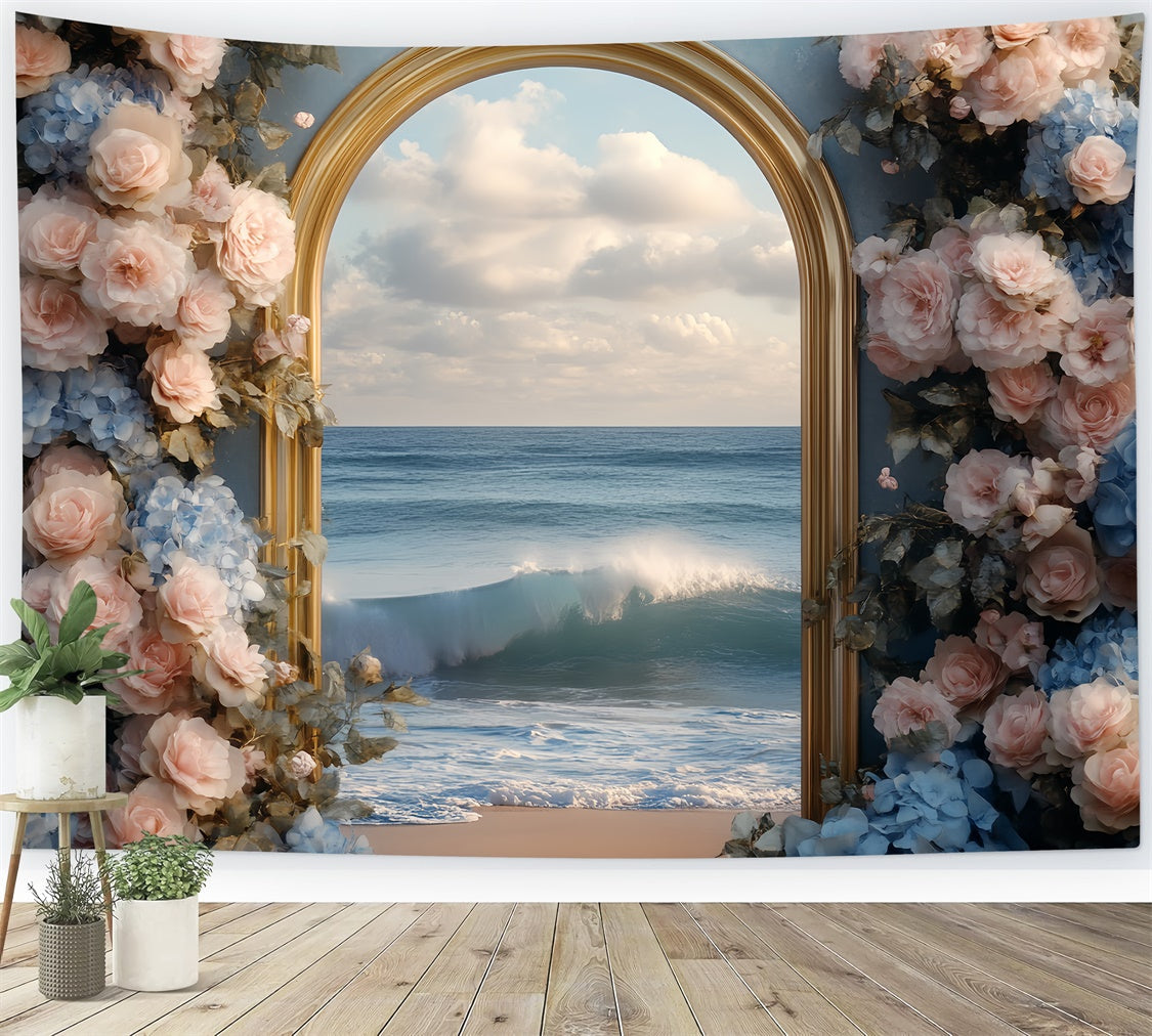 Beach Backdrops Golden Arch Floral Summer Backdrop UK CSH5-111