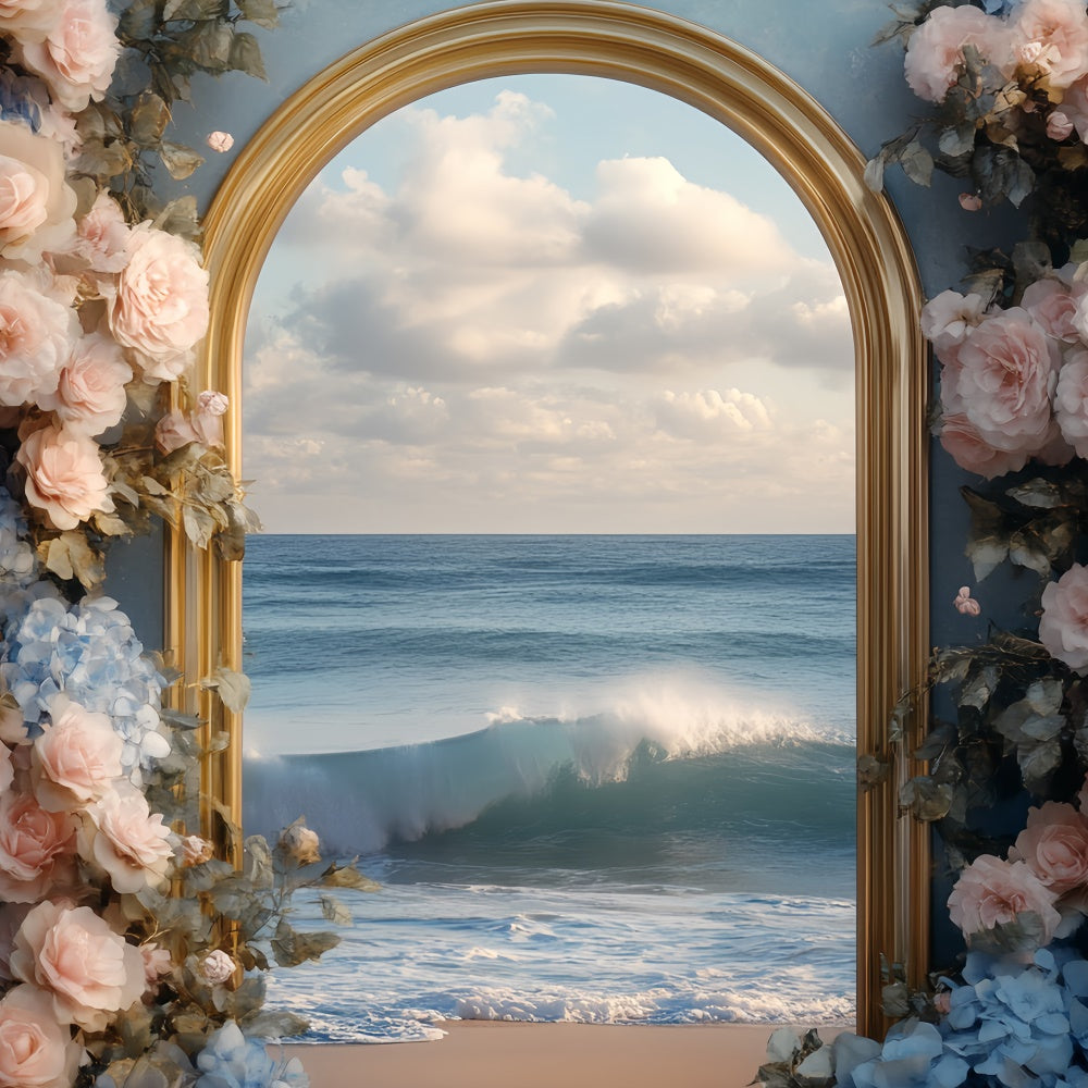 Beach Backdrops Golden Arch Floral Summer Backdrop UK CSH5-111