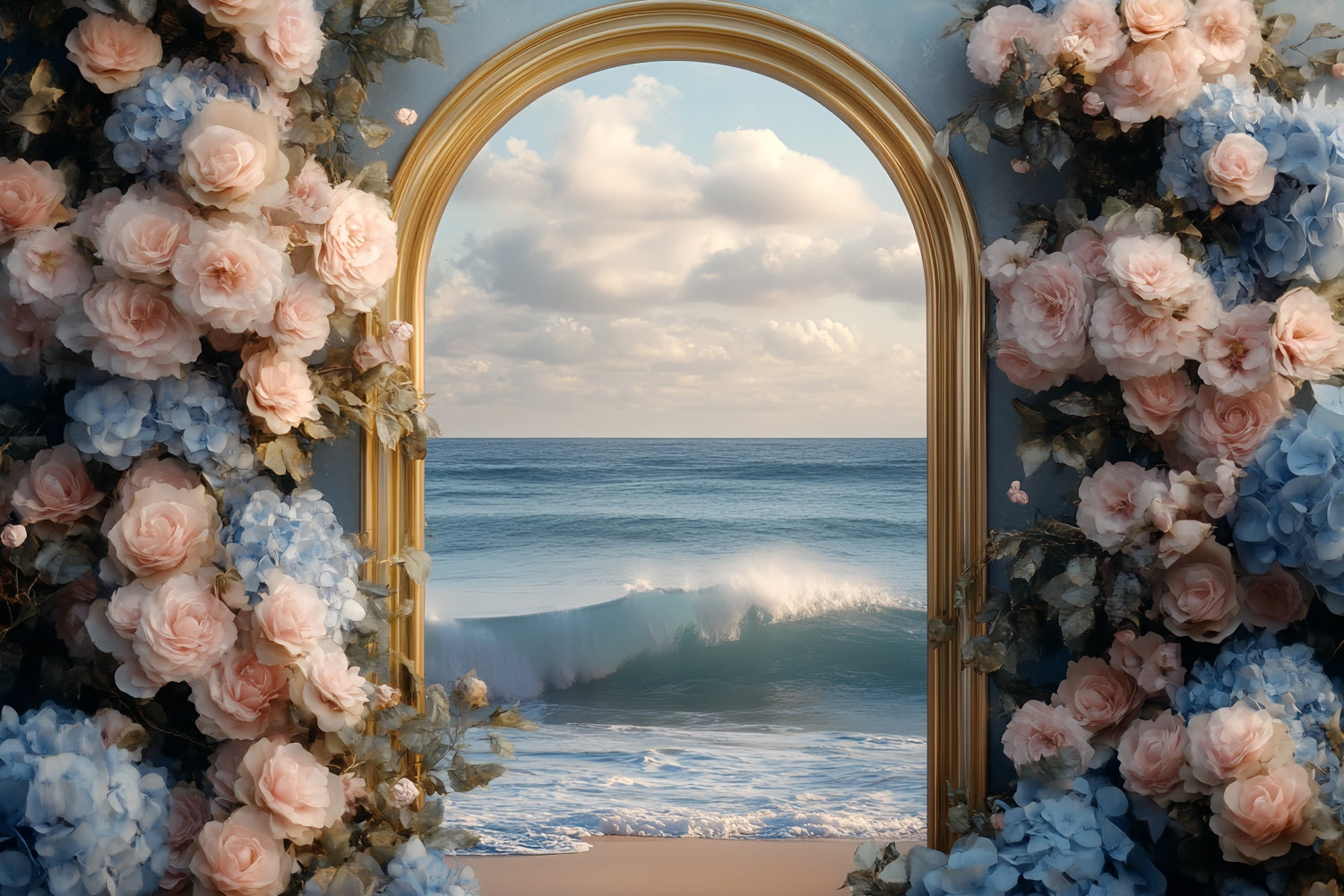 Beach Backdrops Golden Arch Floral Summer Backdrop UK CSH5-111