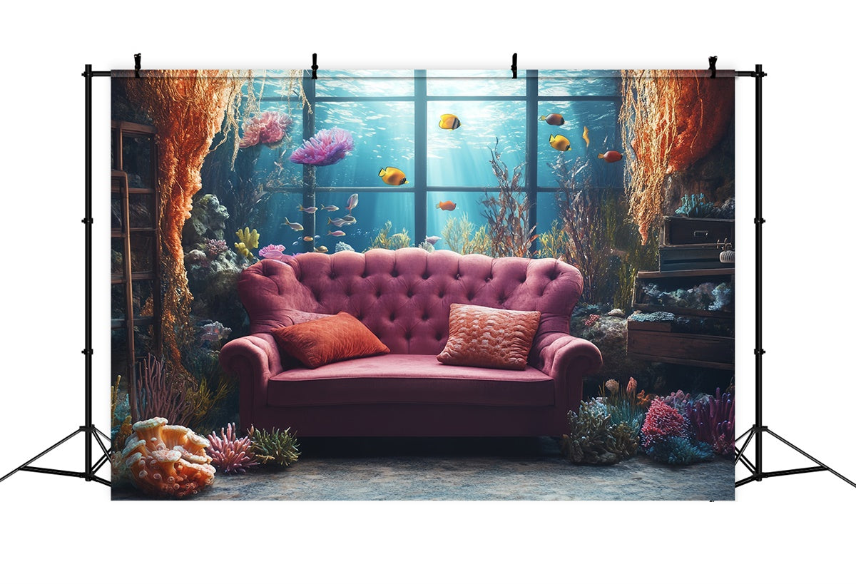 Summer Backdrops Vintage Sofa Ocean View Backdrop UK CSH5-113