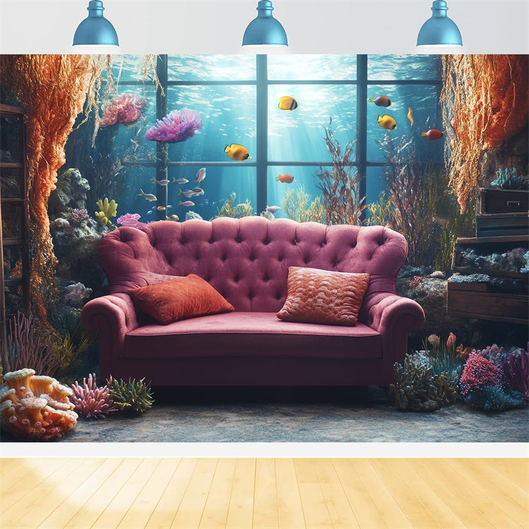 Summer Backdrops Vintage Sofa Ocean View Backdrop UK CSH5-113