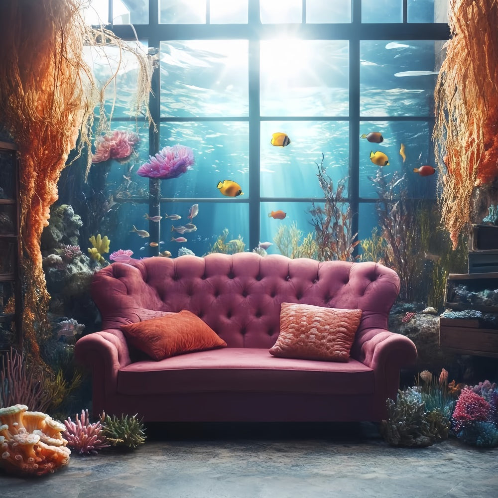 Summer Backdrops Vintage Sofa Ocean View Backdrop UK CSH5-113