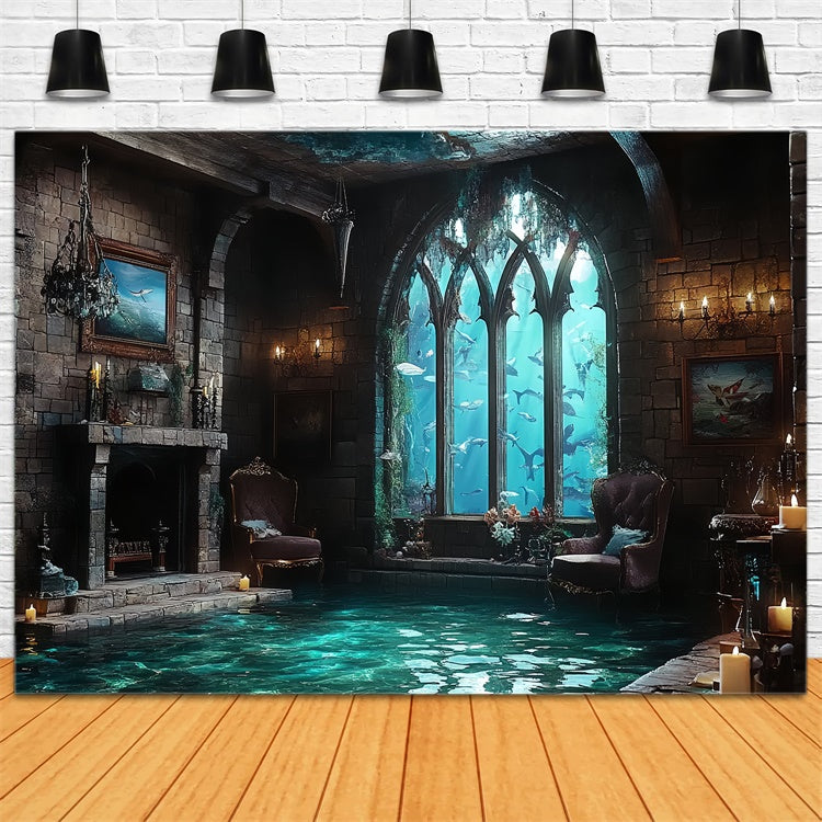 Underwater Backdrop Gothic Sea Castle Summer Backdrop UK CSH5-114