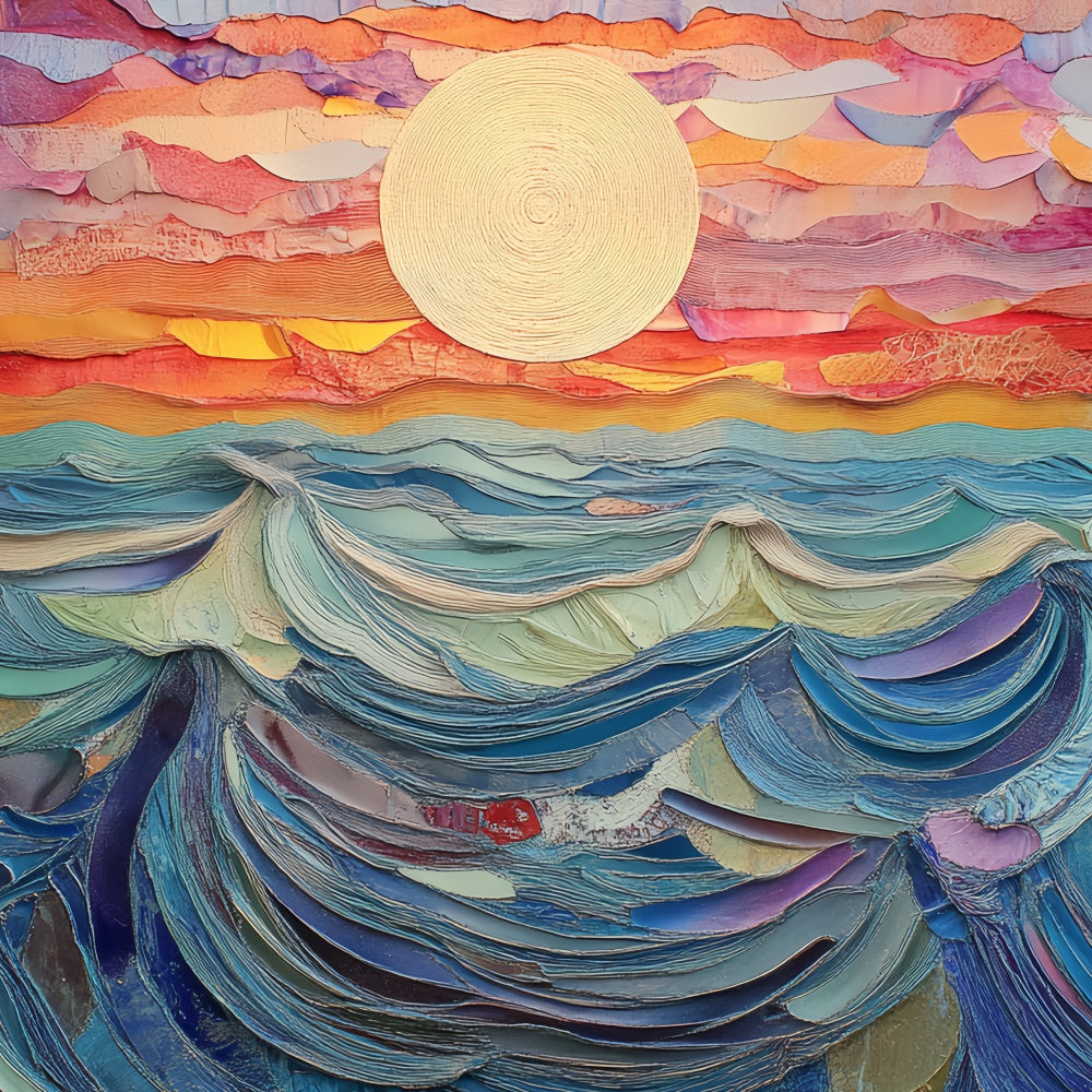Summer Backdrop Sunset Rainbow Waves Paint Backdrop UK CSH5-117