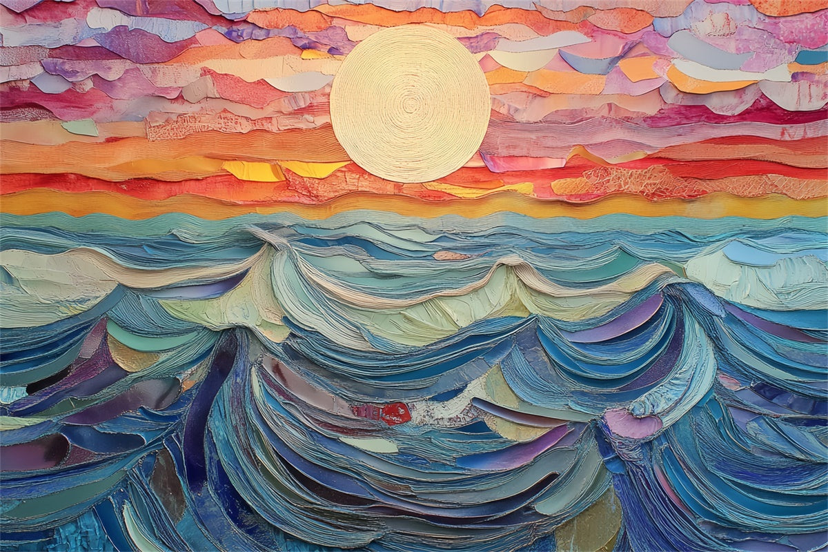 Summer Backdrop Sunset Rainbow Waves Paint Backdrop UK CSH5-117