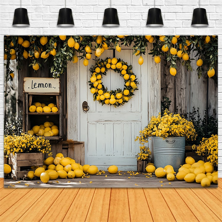 Lemon Backdrop Lemon Harvest Doorway Summer Backdrop UK CSH5-122