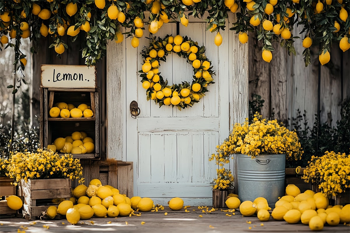Lemon Backdrop Lemon Harvest Doorway Summer Backdrop UK CSH5-122