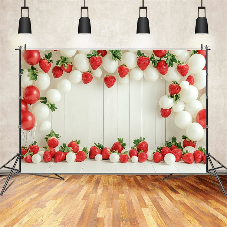Strawberry Photo Backdrop Balloon Arch Summer Backdrop UK CSH5-124