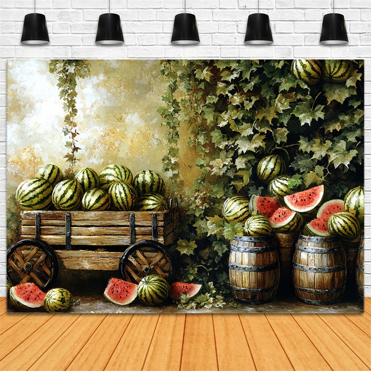 Watermelon Photo Backdrop Vintage Fruit Stand Summer Backdrops UK CSH5-126