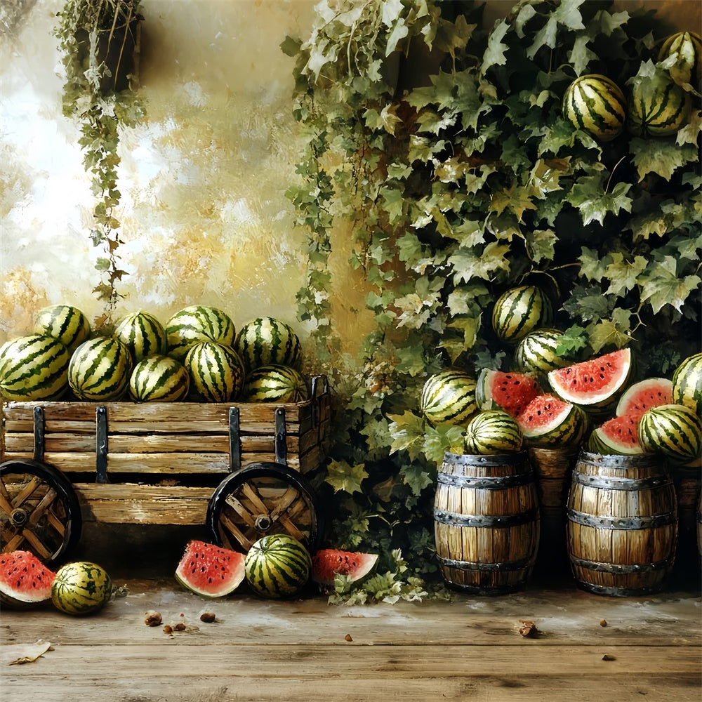 Watermelon Photo Backdrop Vintage Fruit Stand Summer Backdrops UK CSH5-126