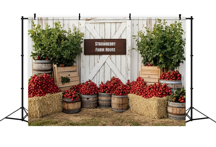 Strawberry Backdrop Rustic Strawberry Farmhouse Backdrop UK CSH5-128
