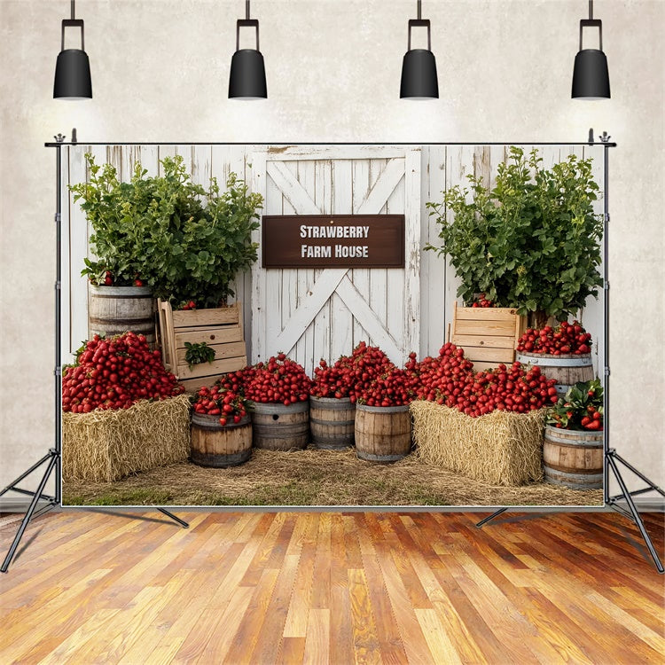 Strawberry Backdrop Rustic Strawberry Farmhouse Backdrop UK CSH5-128