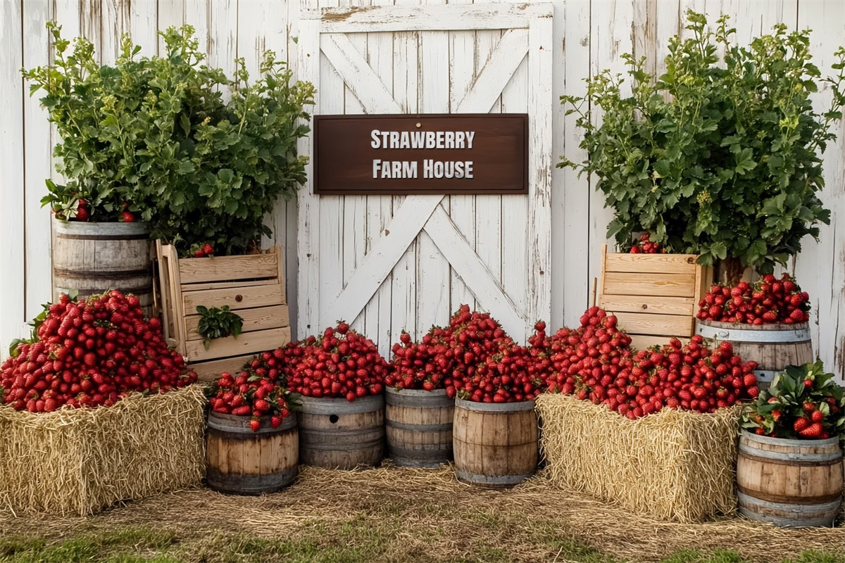 Strawberry Backdrop Rustic Strawberry Farmhouse Backdrop UK CSH5-128
