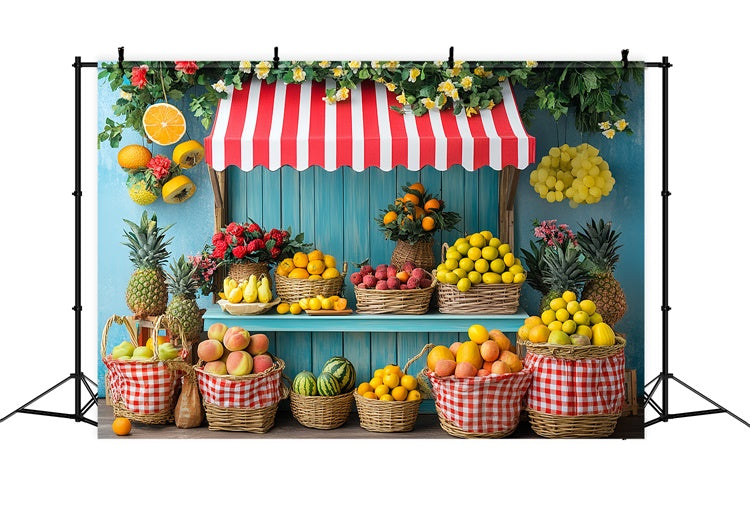 Summer Photo Backdrop Colorful Fruit Market Stall Backdrop UK CSH5-129