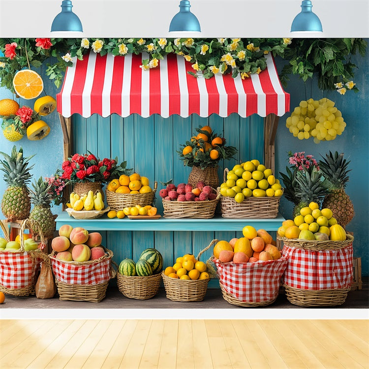 Summer Photo Backdrop Colorful Fruit Market Stall Backdrop UK CSH5-129