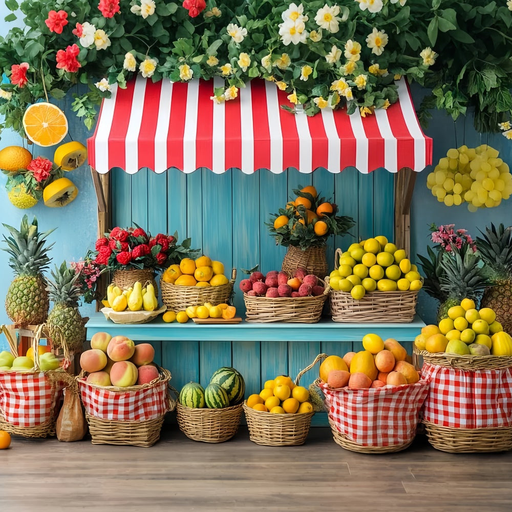 Summer Photo Backdrop Colorful Fruit Market Stall Backdrop UK CSH5-129