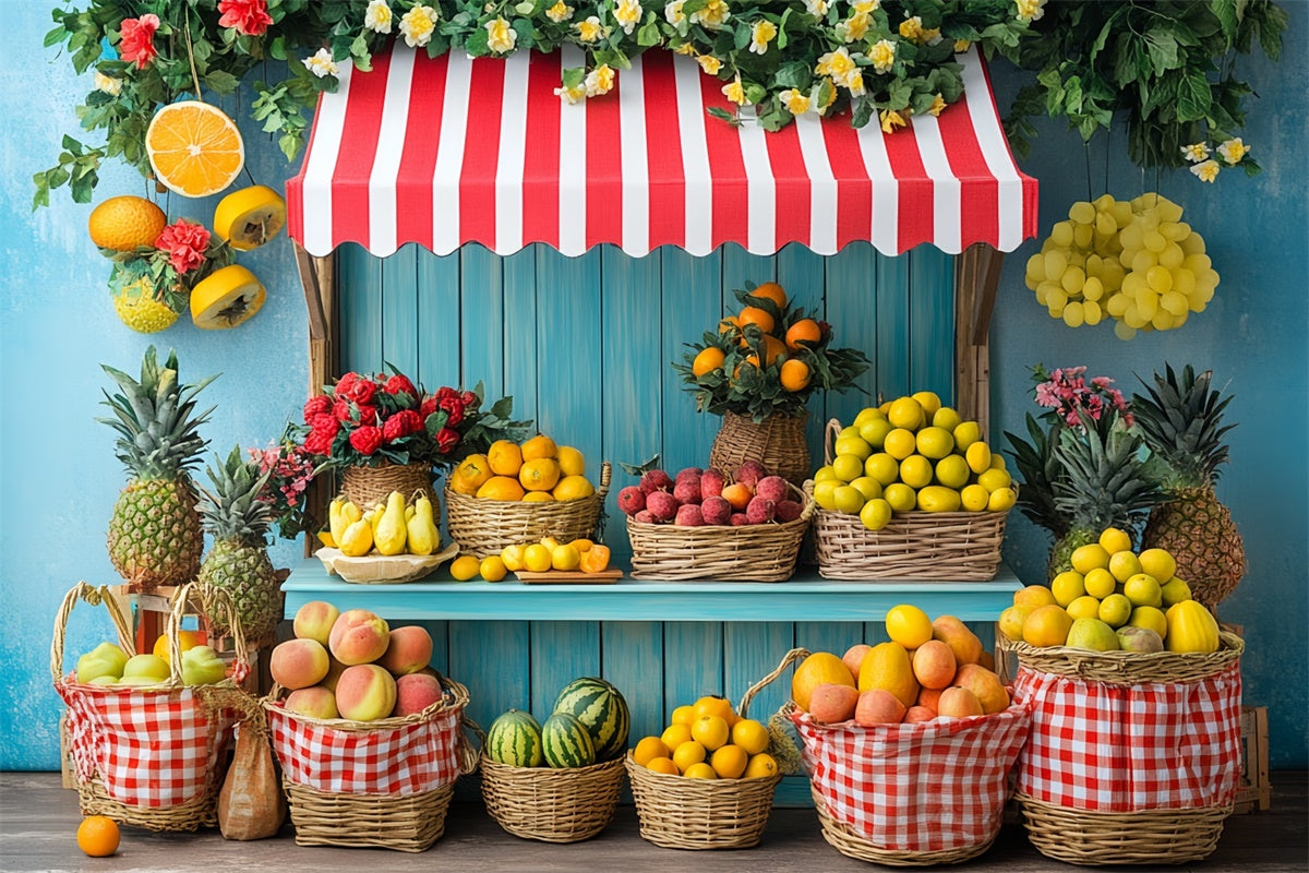 Summer Photo Backdrop Colorful Fruit Market Stall Backdrop UK CSH5-129