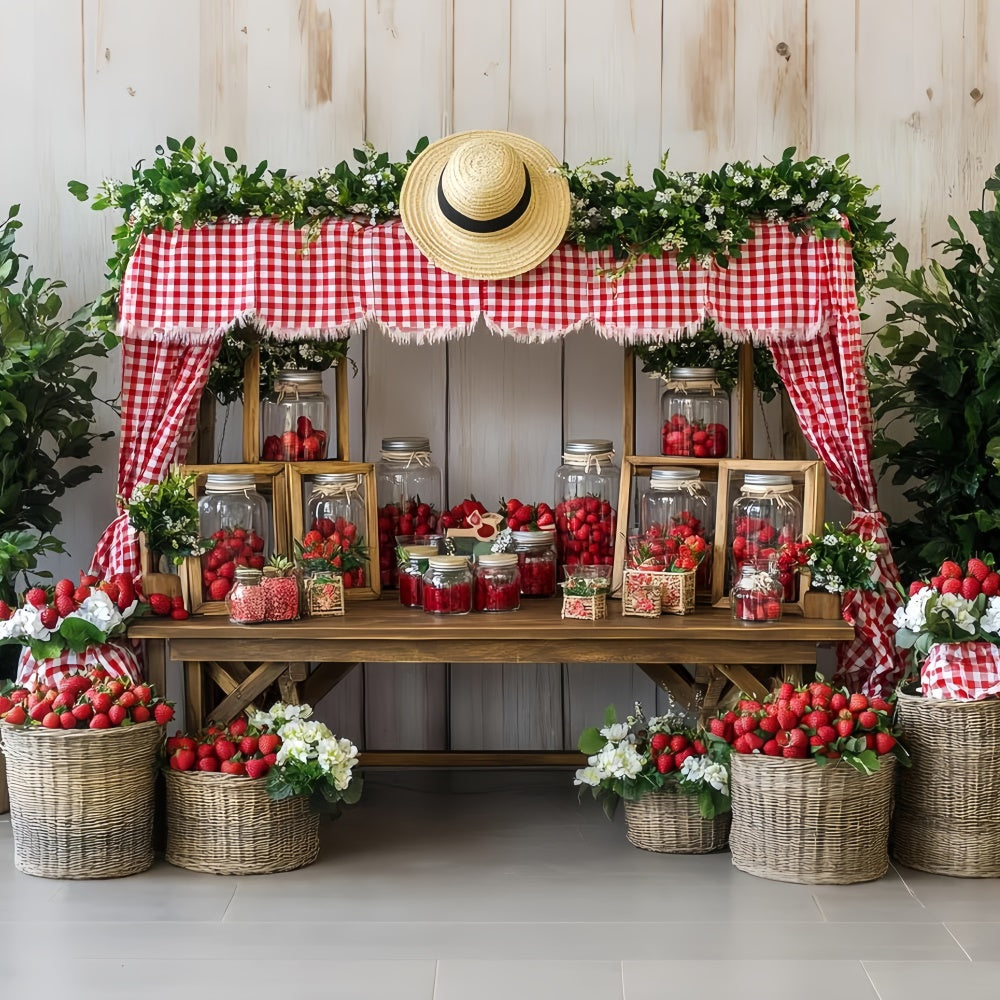 Strawberry Photo Backdrop Strawberry Market Stand Summer Backdrop UK CSH5-130