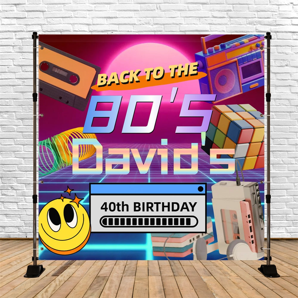 40th Birthday Backdrop Laser Grid Retro Nostalgia Custom 80's Backdrop UK CSH5-14